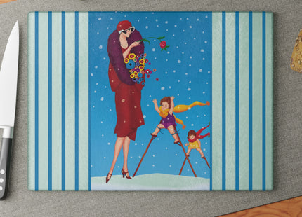 Snowfall & Couture Glass Cutting Board