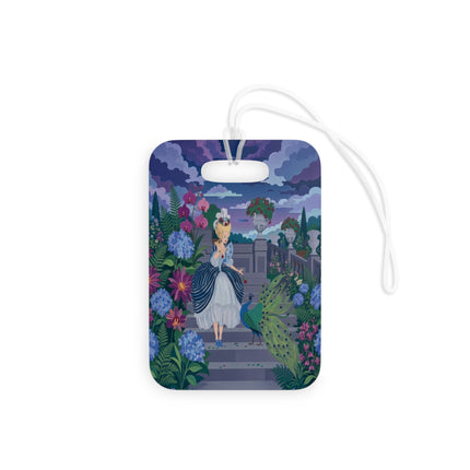 🦚🌸 The Peacock Garden Terrace Luggage Tag – Art Deco Floral Elegance