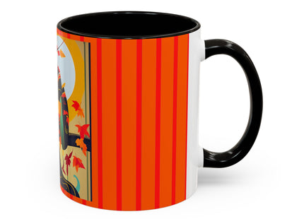 Black Cat in Kimono Colorful Mugs, 11oz
