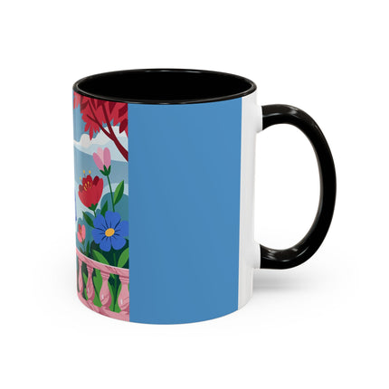 The Lady Of The Blossoming Terrace Colorful Mugs – Art Deco Floral Garden Elegance