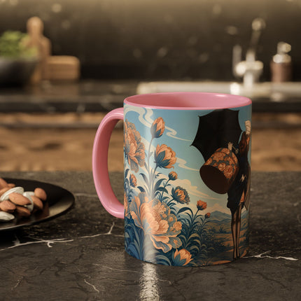 ☔🌸 The Grand Floral Journey Colorful Mug – Art Deco Travel Elegance