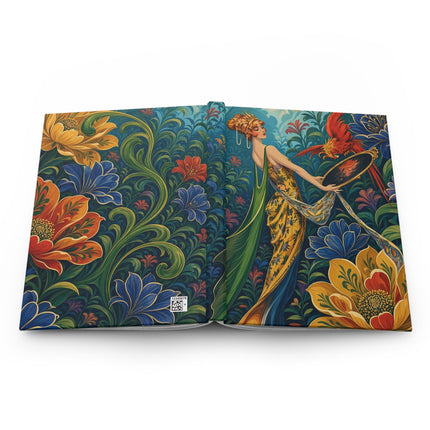 🦜🌺 The Lady Of The Enchanted Paradise Aviary Hardcover Journal – Art Deco Tropical Garden Fantasy