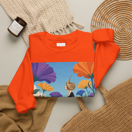 🌺🧡 The Lady Of The Golden Garden Crewneck Sweatshirt – Art Deco Fashion Fantasy