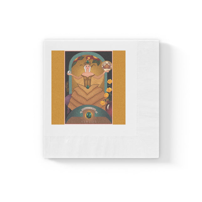 June & Pearl, Alexandrite Zodiac White Coined Napkins