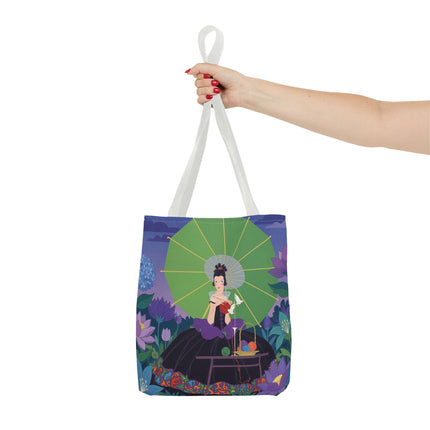 🧶🌸 The Lady Of The Enchanted Knitting Garden Tote Bag – Art Deco Floral Fantasy