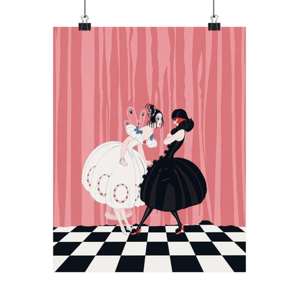 🎭🖤 The Ladies Of The Midnight Masquerade Matte Vertical Poster – Art Deco Fashion Illustration