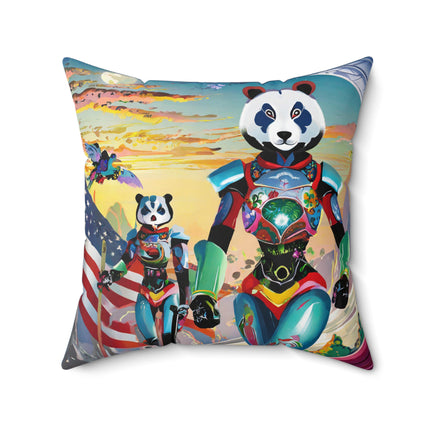 Cyber Punk Robots Spun Polyester Square Pillow