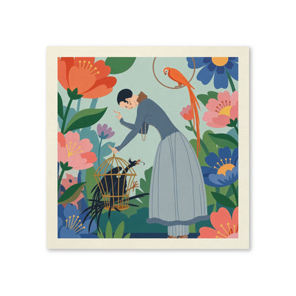 🦜🌺 The Lady Of The Garden Aviary Napkins – Art Deco Floral Whimsy