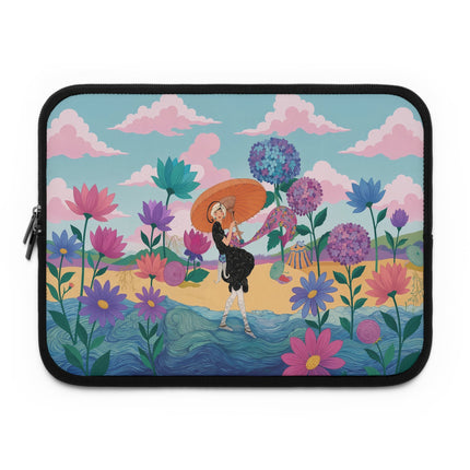 🌸☂️ The Lady With The Orange Parasol Laptop Sleeve – Art Deco Garden Fantasy