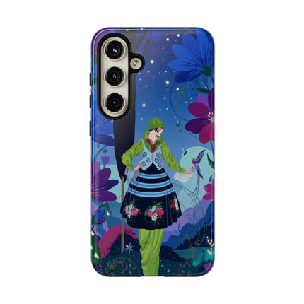 🌸🐦 The Lady Of The Midnight Bird Garden Phone Case – Art Deco Floral Fantasy