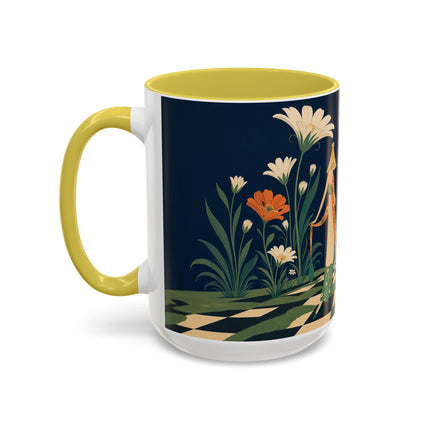 🌼🧡 The Midnight Floral Masquerade Colorful Mug – Art Deco Fashion Fantasy