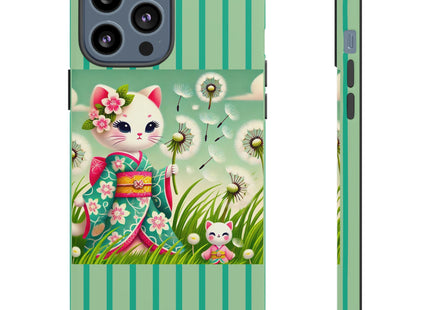 Geisha Kitten and the Dandelion Phone Cases