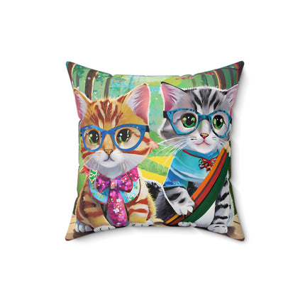 Kitten Scholars Spun Polyester Square Pillow