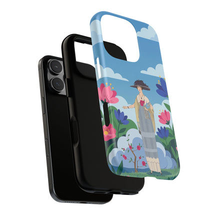 🌸🎩 The Lady Of The Grand Flower Garden Phone Case – Art Deco Fashion Illustration