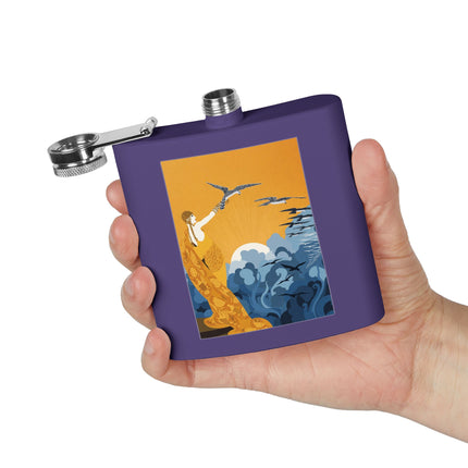 Falcon Mistress Stainless Steel Flask – Art Deco Majesty & Mythic Freedom