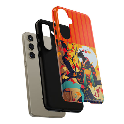 Black Cat in Kimono Phone Cases