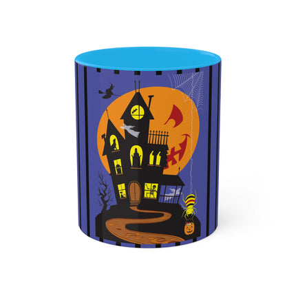Halloween Night at the Haunted House Colorful Mugs, 11oz