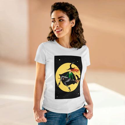 A Witch’s Moonlit Flight Women's Midweight Cotton Tee
