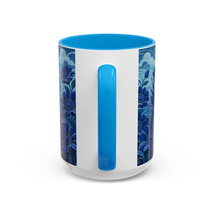 💙🌸 The Sapphire Wind Dancer Colorful Mug – Art Deco Floral Fantasy
