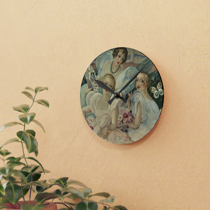 Les Femmes Fatales by Gerda Wegener Acrylic Wall Clock, Round and Square