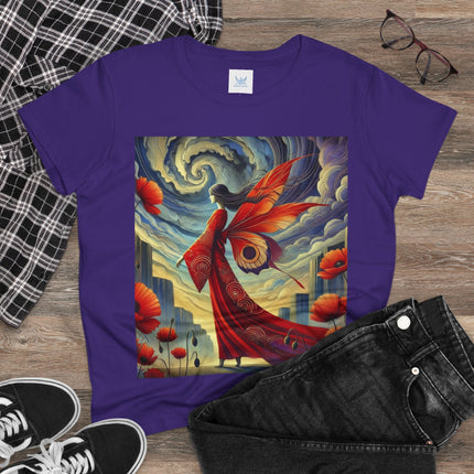 The Poppy Fairy in the Wind Cotton Tee