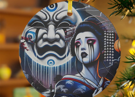 Geisha’s Black Ink Tears Glass Ornament