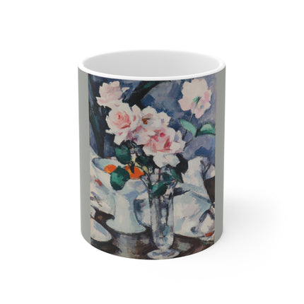 Pink Roses in a Glass Vase by Samuel John Peploe Ceramic Mug 11 oz