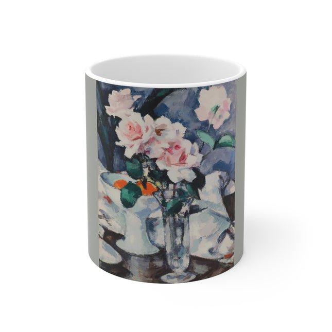 Pink Roses in a Glass Vase by Samuel John Peploe Ceramic Mug 11 oz