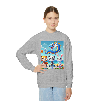 Seaside Scooter Friends Youth Crewneck Sweatshirt – Coastal Fun, Friendship & Playful Adventure