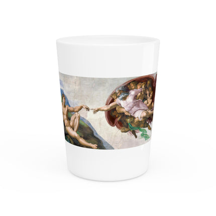 The Creation of Adam by Michelangelo Buonarroti Ceramic Shot Glass