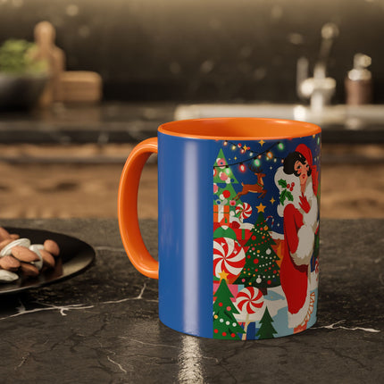 🦌🍬 The Lady Of The Peppermint Christmas Garden Colorful Mug – Colorful Art Deco Holiday Fantasy