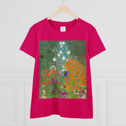 Cottage Garden by Gustav Klimt Women's Midweight Cotton Tee