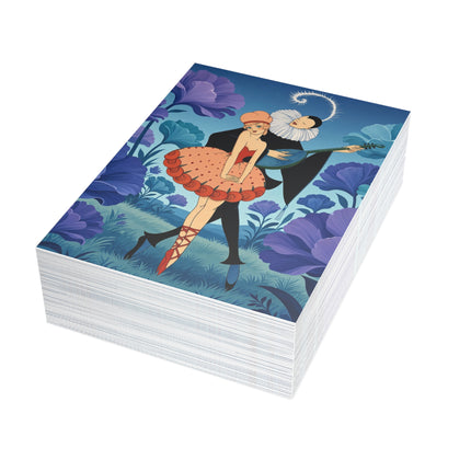🎭🌺 The Garden Duet Postcards With Envelopes – Art Deco Musical Whimsy