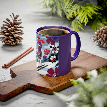 🎿❄️ The Winter Flower Skier Colorful Mug – Art Deco Alpine Fantasy