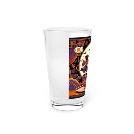 Theatrical Halloween Kabuki Mice Glass, 16oz