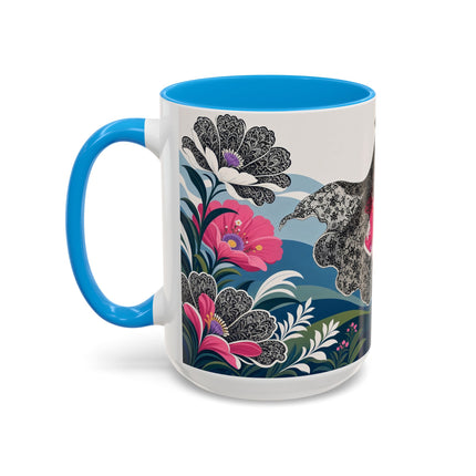 🌸🎀 The Pink Lace Garden Promenade Colorful Mug – Art Deco Fashion Elegance