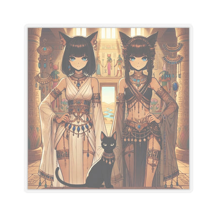 🐱🏛️ Egyptian Priestess Cats Kiss-Cut Sticker – Temple Guardians & Ancient Grace