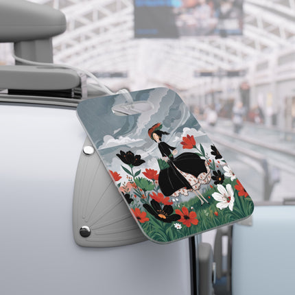 🌧️🌺 The Stormy Flower Walk Luggage Tag – Art Deco Floral Fashion