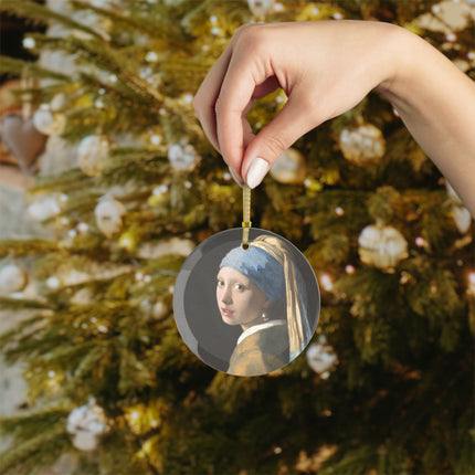 Girl with a Pearl Earring by Johannes Vermeer Glass Ornament
