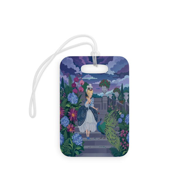 🦚🌸 The Peacock Garden Terrace Luggage Tag – Art Deco Floral Elegance