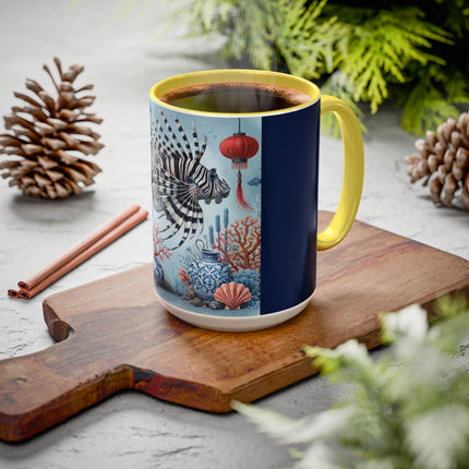 Lionfish & Lantern Colorful Mug – Mystical Ocean & Asian Harmony