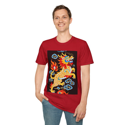 🐅🔥 The Golden Fire Tiger Softstyle T-Shirt – Celestial Flames & Eastern Fantasy