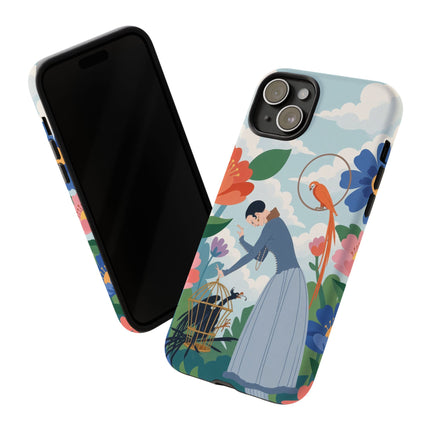 🦜🌺 The Lady Of The Garden Aviary Phone Case – Art Deco Floral Whimsy