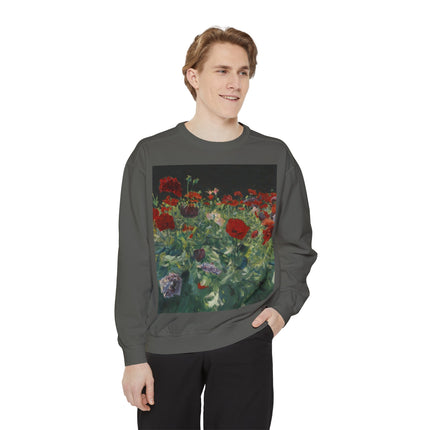 Poppies (A Study of Poppies for Carnation, Lily, Lily, Rose) by John Singer Sargent Unisex Garment-Dyed Sweatshirt