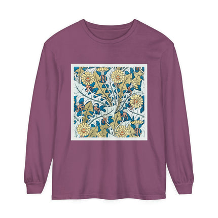 Art Nouveau Dandelion Flower Garment-dyed Long Sleeve T-Shirt