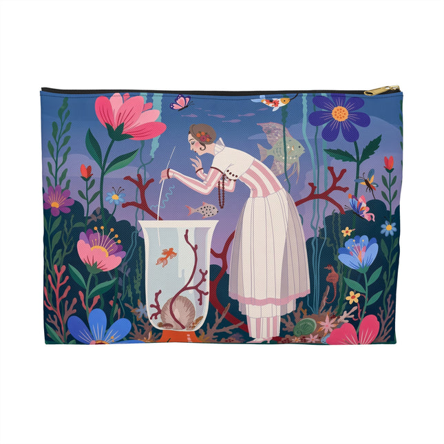 🐠🌸 The Enchanted Aquarium Garden Accessory Pouch – Art Deco Underwater Fantasy