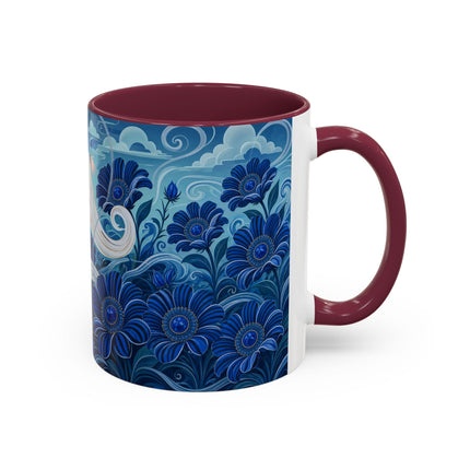 💙🌸 The Sapphire Wind Dancer Colorful Mug – Art Deco Floral Fantasy