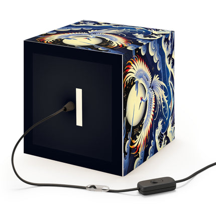 Majestic White Crane Light Cube Lamp