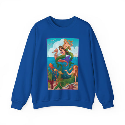 Three Mermaids with Strings of Pearls by Carlo Chiostri Heavy Blend™ Crewneck Sweatshirt