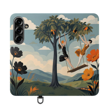 🌳🌺 The Ladies Of The Garden Swing Flip Case – Art Deco Floral Adventure